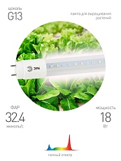 Лампа светодиодная для растений ЭРА G13 18W 1200K прозрачная Fito-18W-Ra90-Т8-G13-NL Б0042987 2