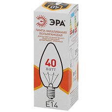 Лампа накаливания ЭРА E14 40W 2700K прозрачная ДС 40-230-E14-CL Б0039127 2