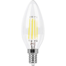 Лампа светодиодная филаментная Feron E14 7W 2700K Свеча Прозрачная LB-66 25726 1
