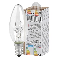 Лампа накаливания ЭРА E14 60W 2700K прозрачная ДС 60-230-Е14 (гофра) Б0039126 1