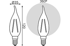 Лампа светодиодная филаментная Gauss E14 13W 2700K прозрачная 104801113 1