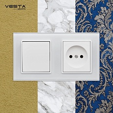 Рамка 2-постовая Vesta-Electric Exclusive White белый FRM050202BEL 1