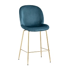 Полубарный стул Stool Group Турин со спинкой велюр маренго золотые ножки 8329A VELVET BLUE