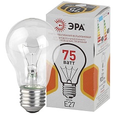 Лампа накаливания ЭРА E27 75W 2700K прозрачная A50 75-230-Е27-CL Б0039123 2