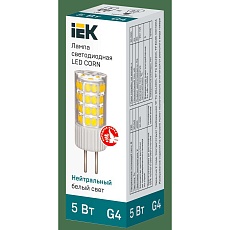 Лампа светодиодная IEK G4 5W 4000K прозрачная LLE-CORN-5-230-40-G4 1