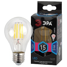 Лампа светодиодная филаментная ЭРА E27 15W 4000K прозрачная F-LED A60-15W-840-E27 Б0046983 3