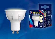 Лампа светодиодная Uniel GU10 6W 3000K матовая LED-JCDR 6W/WW/GU10/FR PLP01WH UL-00002423 1
