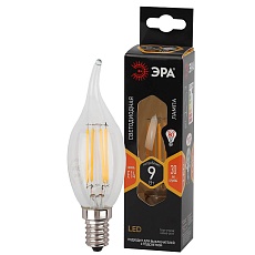 Лампа светодиодная филаментная ЭРА E14 9W 2700K прозрачная F-LED BXS-9W-827-E14 Б0047003 2