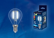 Лампа светодиодная филаментная Uniel E14 6W 4000K прозрачная LED-G45-6W/NW/E14/CL PLS02WH UL-00001371 1
