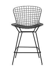 Полубарный стул Stool Group с низкой спинкой Bertoia черный с черной подушкой BTY-24L-P6 BL/BL 2