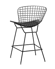 Полубарный стул Stool Group с низкой спинкой Bertoia черный с черной подушкой BTY-24L-P6 BL/BL 5