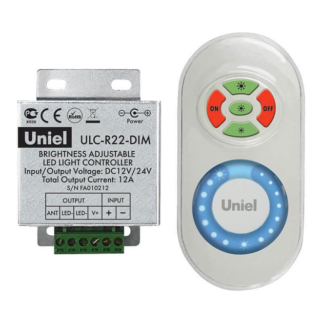 Контроллер для управления яркостью одноцветных светодиодов Uniel ULC-R22-Dim White 05947 фото 