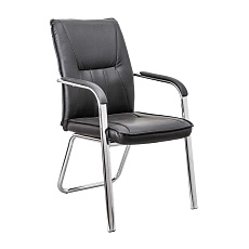 Офисный стул AksHome Oscar чёрный, экокожа, цвет каркаса хром 70056