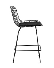 Полубарный стул Stool Group с низкой спинкой Bertoia черный с черной подушкой BTY-24L-P6 BL/BL 3