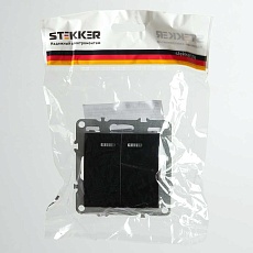 Выключатель двухклавишный Stekker Эрна с подсветкой черный PSW10-9102-03 49147 1