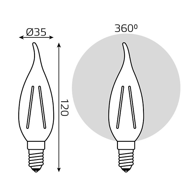 Лампа светодиодная филаментная Gauss E14 9W 4100К прозрачная 104801209 фото 4