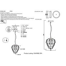 Подвесной светильник Crystal Lux Charme SP4 Gold/Transparent 1
