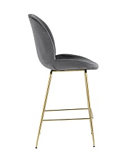 Полубарный стул Stool Group Турин со спинкой велюр серый золотые ножки 8329A VELVET GREY 2
