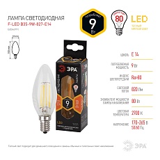 Лампа светодиодная ЭРА E14 9W 2700K прозрачная F-LED B35-9w-827-E14 Б0046991 2