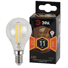 Лампа светодиодная филаментная ЭРА E14 11W 2700K прозрачная F-LED P45-11w-827-E14 Б0047012 2