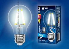Лампа светодиодная филаментная Uniel E27 8W 4000K прозрачная LED-A60-8W/NW/E27/CL PLS02WH UL-00001372 1