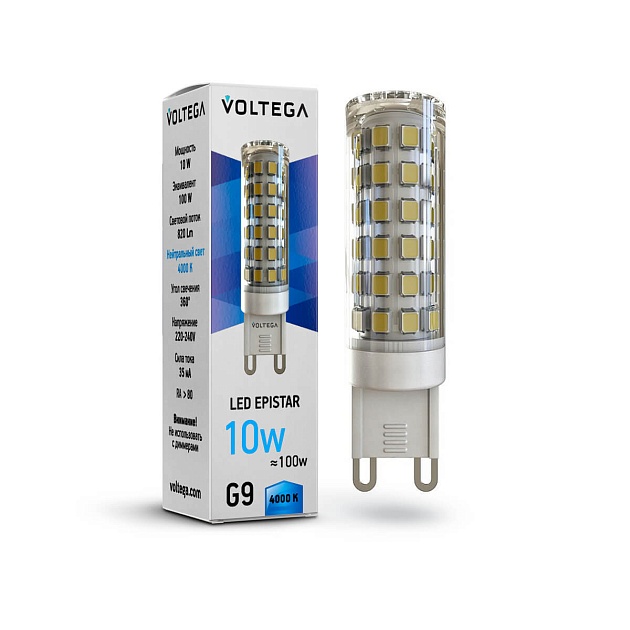 Лампа светодиодная Voltega G9 10W 4000К прозрачная VG9-K1G9cold10W 7039 фото 