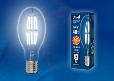 Лампа светодиодная филаментная Uniel E40 40W 6500K прозрачная LED-ED90-40W/DW/E40/CL GLP05TR UL-00003763 1
