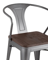 Барный стул Tolix Arm Wood серебристый матовый + темное дерево YD-H440AR-W YG-15 4