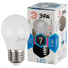 Лампа светодиодная ЭРА E27 7W 4000K матовая LED P45-7W-840-E27 Б0020554 2
