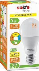 Лампа светодиодная Akfa Lighting E27 7W 3000/4000/6500K матовая FLLBL0727TCSA 1
