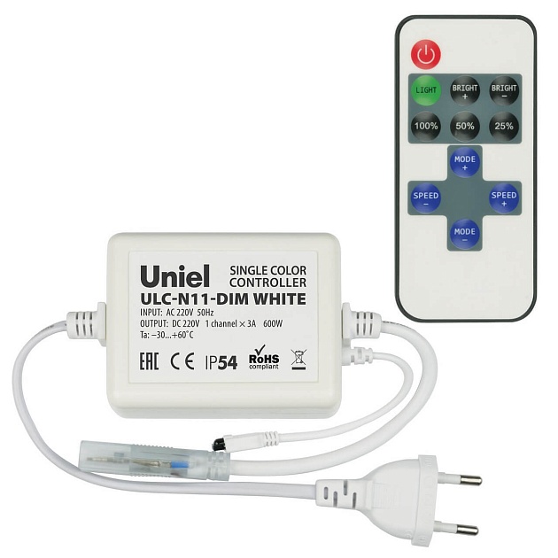 Контроллер для светодиодных одноцветных лент 220В Uniel ULC-N11-Dim White UL-00002277 фото 