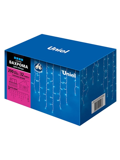 Светодиодная гирлянда Uniel бахрома 230V синий ULD-B3010-200/SWK Blue IP67 UL-00002329 фото 4