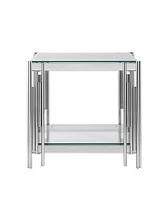 Журнальный стол Stool Group Гэтсби 55*55 прозрачное стекло/сталь серебро УТ000000888 3