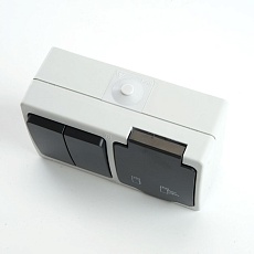 Блок розетка-выключатель Stekker серый-графит PST16-11-54/10-121-54 32761 2