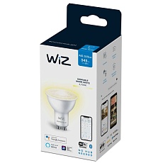 Лампа светодиодная диммируемая WiZ GU10 4,7W 2700K прозрачная Wi-Fi BLE 50W GU10 927 DIM 1PF/6 929002448102 3