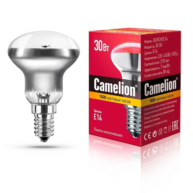 Лампа накаливания Camelion E14 30W 30/R39/E14 8976 фото 