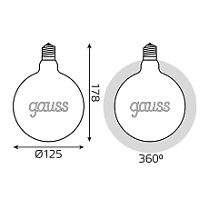 Лампа светодиодная филаментная Gauss E27 2,5W 2000K золотая 175802003 2