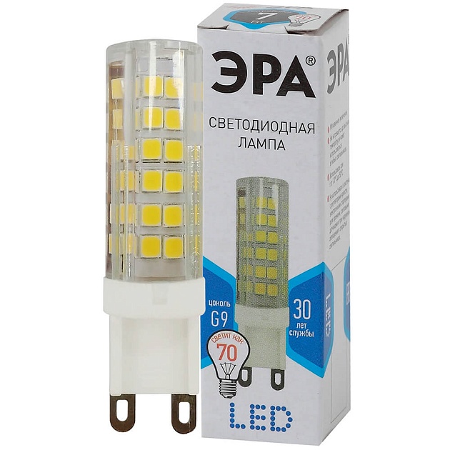 Лампа светодиодная ЭРА G9 7W 4000K прозрачная LED JCD-7W-CER-840-G9 Б0027866 фото 3