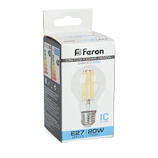 Лампа светодиодная филаментная Feron E27 20W 6400K прозрачная LB-620 48285 1