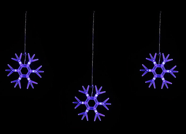 Светодиодная гирлянда Uniel занавес Снежинки-1 220V синий ULD-E1503-036/DTA Blue IP20 Snowflakes-1 UL-00001406 фото 
