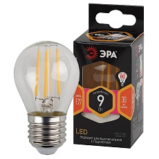 Лампа светодиодная филаментная ЭРА E14 9W 2700K прозрачная F-LED P45-9w-827-E14 Б0047020 1