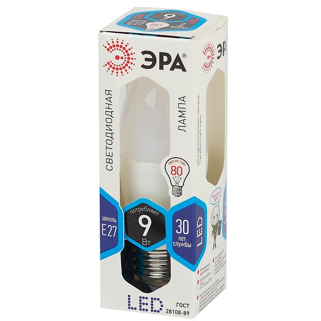 Лампа светодиодная ЭРА E27 9W 4000K матовая LED B35-9W-840-E27 Б0027972 фото 4