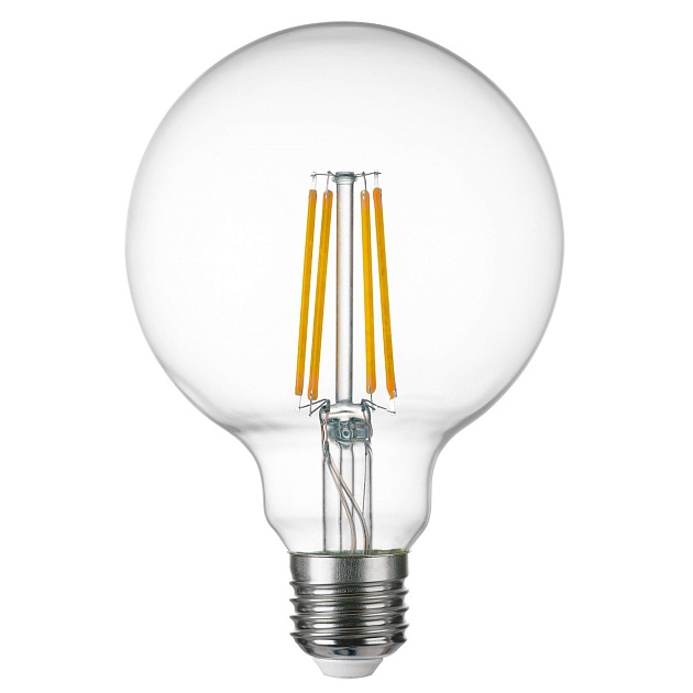 Лампа светодиодная филаментная Lightstar LED Filament E27 8W 3000K груша прозрачная 933102 фото 