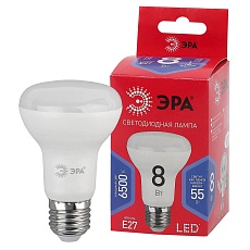 Лампа светодиодная ЭРА E27 8W 6500K матовая LED R63-8W-865-E27 R Б0045336 2
