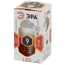 Лампа светодиодная ЭРА E27 9W 2700K матовая LED P45-9W-827-E27 Б0029043 3