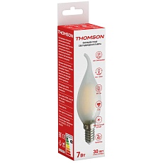 Лампа светодиодная филаментная Thomson E14 7W 4500K свеча на ветру матовая TH-B2140 1