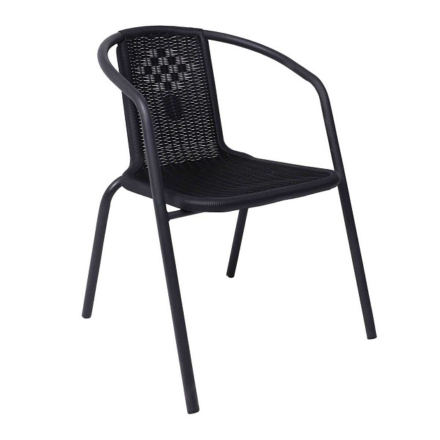 Садовое кресло AksHome Verona PE, иск.роттанг-черный/сталь-черная 94002 фото 