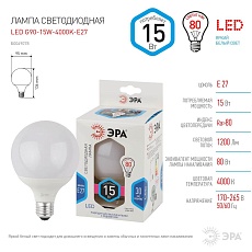 Лампа светодиодная ЭРА E27 15W 4000K матовая LED G90-15W-4000K-E27 Б0049078 1