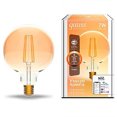 Лампа светодиодная диммируемая филаментная Gauss Smart Home Filament E27 7W 2500K золотистая 1320112 5