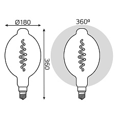 Лампа светодиодная филаментная Gauss E27 8,5W 1800K серая 152802005 1
